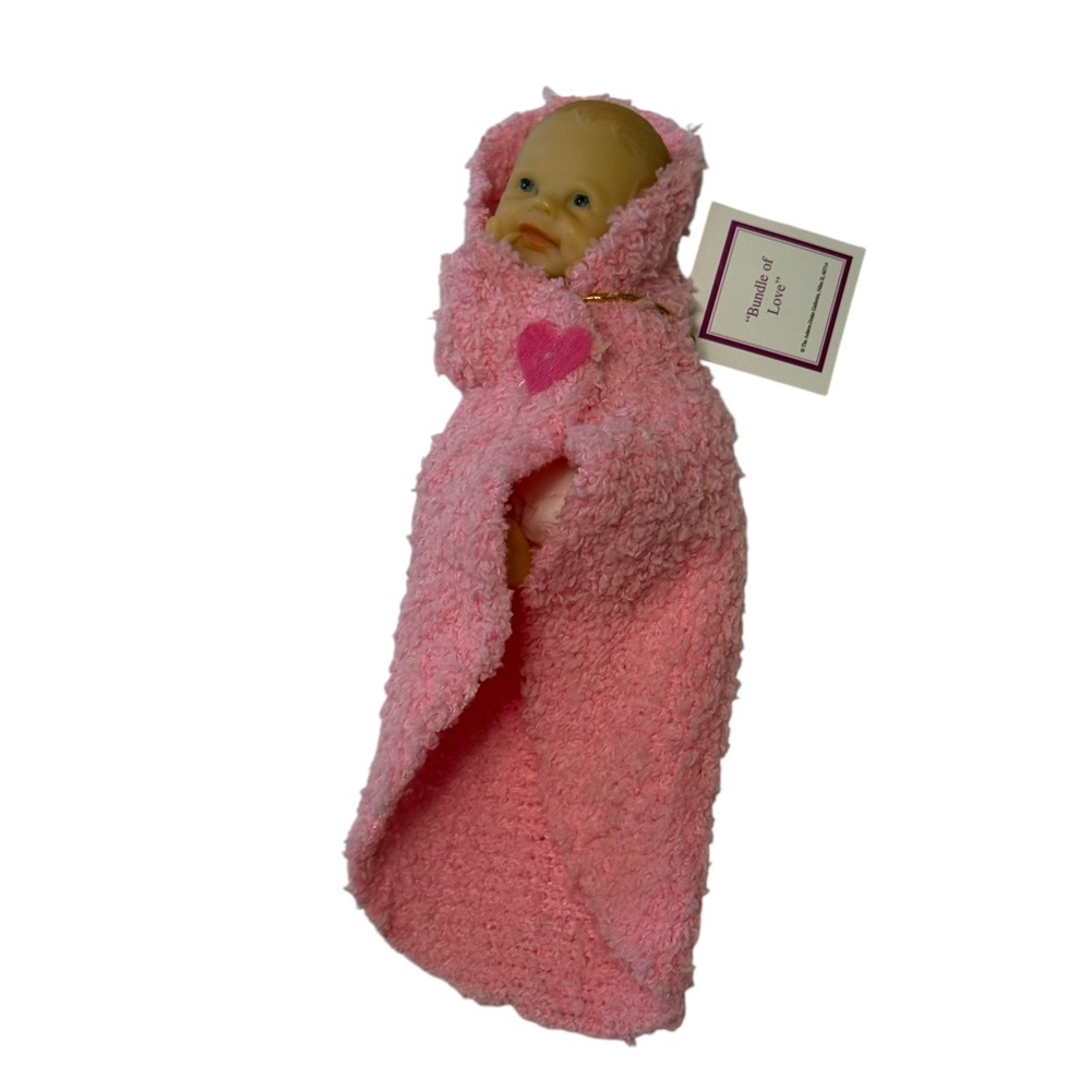 Ashton Drake Bundle of Love Sherry Rawn 4" Mini Baby Doll Pink Blanket Tag